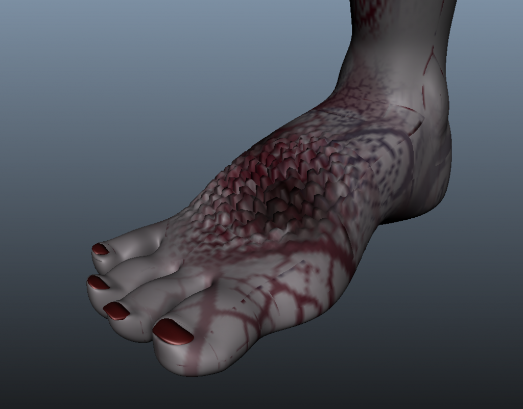 Zoe's foot with texture.